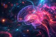 © Leo Rohmann - AI Brain Chip subcortical network. Artificial Intelligence visual assessment mind virtual reality axon. Semiconductor resting state network circuit board data processing methodology
