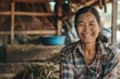 Portrait of a smiling middle aged female farmer