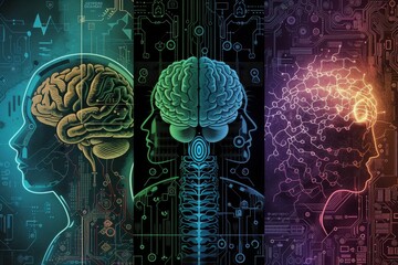 AI Brain Chip quantum annealing. Artificial Intelligence planning mind field programmable gate array axon. Semiconductor brain computer interface development circuit board interface