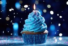 Cupcake Candle Shot In Blue
