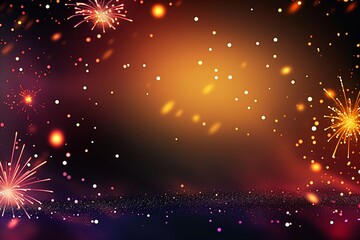 Wall Mural - Fireworks on a black background with stars, in the style of simple, colorful illustrations, brushwork, aurorapunk, bright backgrounds, dark bokeh background, vibrant stage backdrops, uhd image.