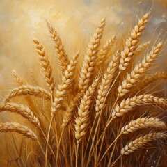 Wall Mural - Ears of wheat on a painted background