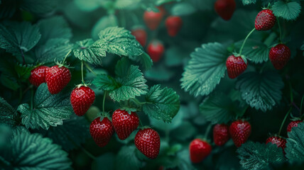 Wall Mural - Ripe red strawberries