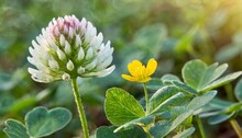Clover And Little Yellow Flower