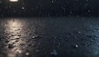 Raindrops falling on dark surface, dark background 