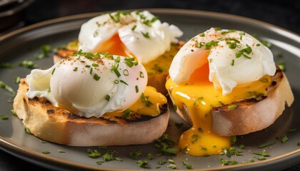 Wall Mural - egg benedict with bread