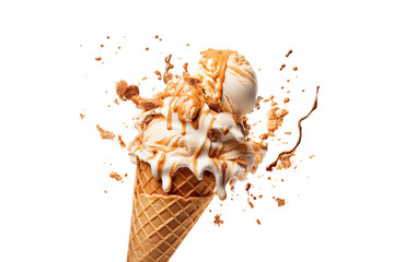 Wall Mural - Delicious ice cream explosion isolated on transparent or white background, png