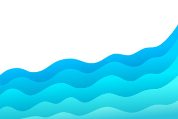 Wall Mural - blue wave water element vector background corner curve border frame wallpaper presentation education