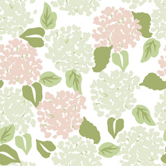 Wall Mural - Vector Seamless Floral Pattern with Hydrangea Flowers in Pastel Colors