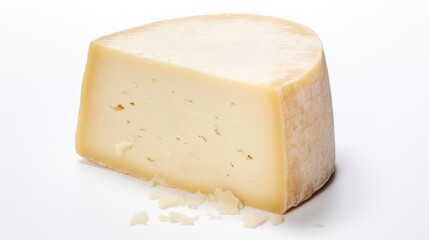 Close-up realistic photo of a crumbly asiago cheese against a white background Generative AI