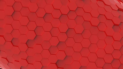 Red Abstract Hexagonal Structure: Futuristic 3D Animation