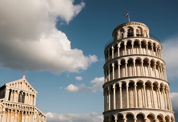 The Leaning Tower in a sunny day in Pisa, Italy.