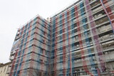 Fototapeta Do pokoju - Ravalement de façade, immeuble en cours de rénovation, ville de Lyon, département du Rhône, France