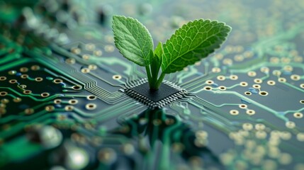 electric circuit with plant, ecological innovation concept generative ai