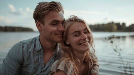 Wall Mural - A man and a woman standing next to each other