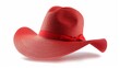 © Marry - A stylish red straw hat for summer, elegantly presented against a pristine white background, exudes warmth and fashion-forward flair.