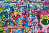 Fototapeta Paryż - Vibrant Urban Graffiti Art with Love and Whimsy, Eye-Level View