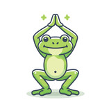 Fototapeta Dinusie - A cute green frog icon vector illustration of a simple frog avatar standing while doing yoga stretches