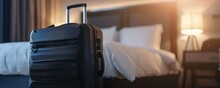 Luggage Suitcase Bag In A Modern Business Hotel Room