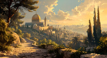 Sunrise In The Mountains,Fantasy Worlds : Imaginative And Well-executed Illustrations Of Fantastical, Beautiful Mosques And Minarets,mosque On The Mountain