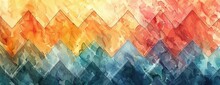 Modern Zigzag Elegance: Watercolor Chevron With Vibrant Alternating Colors For Desktop Background