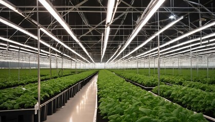 Poster - Modern greenhouse tomato farming with artificial lighting