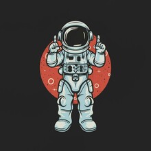 A 3D Illustration Cartoon, An Astronaut On A Black Background