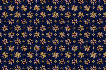 Luxury seamless geometric floral pattern with gold and dark blue gold ornament. Graphic floral pattern.