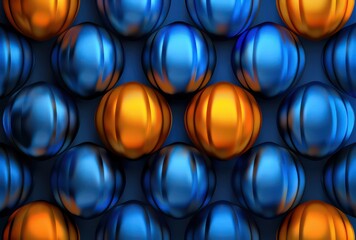 Wall Mural - happy anniversary, a group of shiny blue and gold balloons on a blue background
