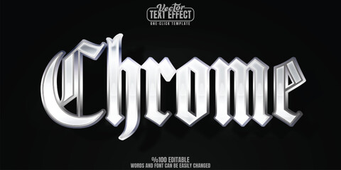 Wall Mural - chrome editable text effect, customizable hip hop and urban 3d font style