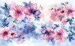 watercolor flowers on white background, in the style of light magenta and light indigo, naturalistic depictions of flora