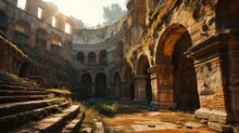 Inside Of Colosseum. Created With Generative AI.