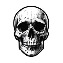 Creepy Horror Spooky Skeleton Head Haunted Illustration