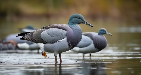 Poster -  Peaceful moment in nature with a flock of ducks