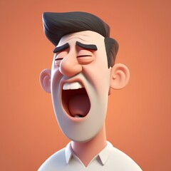 Wall Mural - Angry man. 3d illustration. Cartoon character. Emotions.