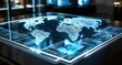 © vivekFx - Illuminated world map on a sleek table, symbolizing global connectivity and technology