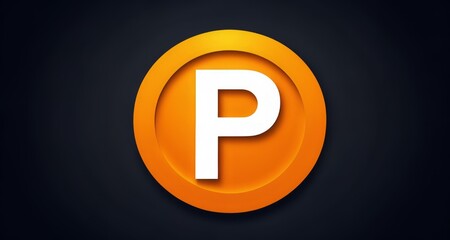 Wall Mural -  Modern logo design with a bold 'P' in a vibrant orange circle