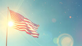 Fototapeta Pokój dzieciecy - American flag in the sky against the sun
