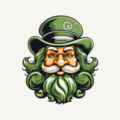 Wall Mural - Stylized Illustration of a Leprechaun Face for St. Patrick's Day

