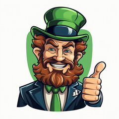 Wall Mural - Smiling Leprechaun Cartoon Giving Thumbs Up

