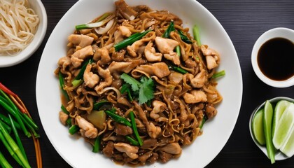 Poster -  Delicious Asian stir-fry with noodles, chicken, and vegetables