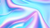 Fototapeta Tęcza - Holographic background texture design of neon iridescent wrinkled blue foil surface. 80s or 90s neon colors in wrinkled gradient foil pastel background
