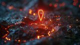 Fototapeta Tęcza - Red location pin, Glowing red marker stands out on the digital map, marking your destination, Ai generated image