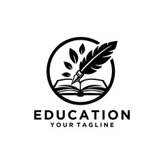 Wall Mural - Book and Pen Logo For Education