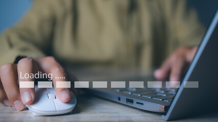 Businessman download data digital business by computer. Loading data application