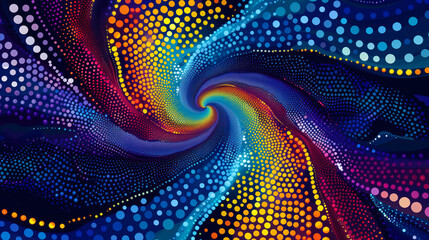 Wall Mural - Radiant swirl with a vivid spectrum of dots creating a mesmerizing spiral effect