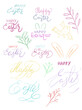Happy Easter handwritten colorful pastel calligraphy text 