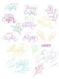 Fototapeta Desenie - Happy Easter handwritten colorful pastel calligraphy text 