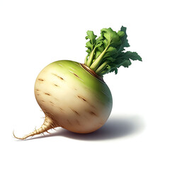 Isolated Turnip. One whole Turnip isolated on white background with clipping path, ai generatd, organic vegetables