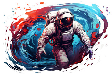 hyper-realistic illustration of an astronaut in the space isolate on clean white background